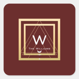 Monogram Golden Frame Minimalism Geometriv Vip Quadratischer Aufkleber