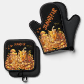 Monogram Golden Hütte Core | Ofenhandschuh & Topflappen-Set (Vorderseite/Rückseite)