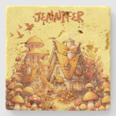 Monogram Golden Hütte Core on Yellow | Steinuntersetzer (Vorderseite)