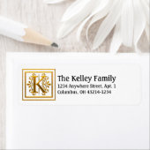 Monogram Golden Letter K Elegante Address Labels (Insitu)