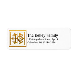 Monogram Golden Letter K Elegante Address Labels