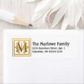 Monogram Golden Letter M Elegante Address Labels (Insitu)
