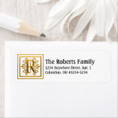 Monogram Golden Letter R Elegante Address Labels (Insitu)