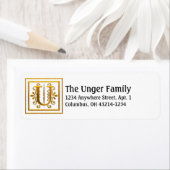 Monogram Golden Letter U Elegante Address Labels (Insitu)