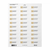 Monogram Golden Letter U Elegante Address Labels (Vorne)
