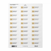 Monogram Golden Letter W Elegante Address Labels (Vorne)