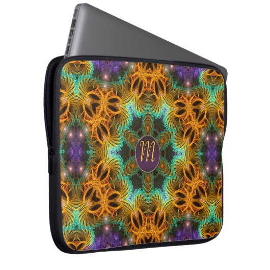 Monogram Golden Lila Magic Star Notebook Laptopschutzhülle (Vorne Rechts)