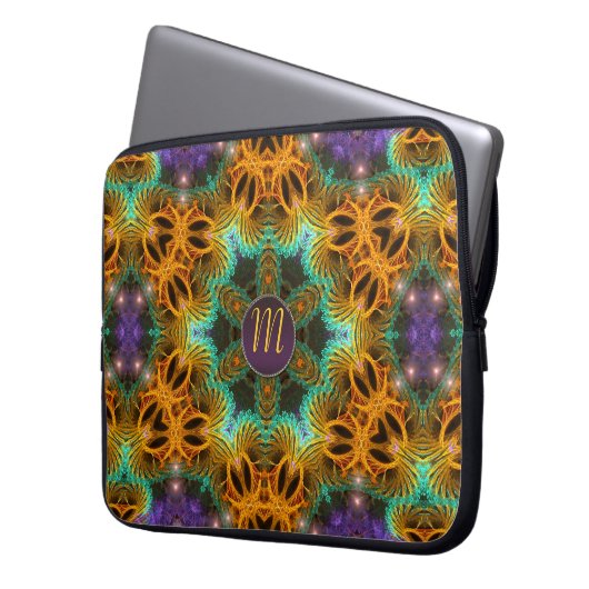 Monogram Golden Lila Magic Star Notebook Laptopschutzhülle (Vorderseite Links)