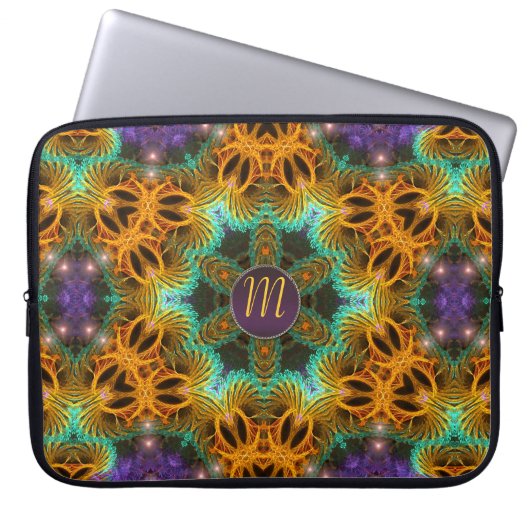 Monogram Golden Lila Magic Star Notebook Laptopschutzhülle (Vorderseite)
