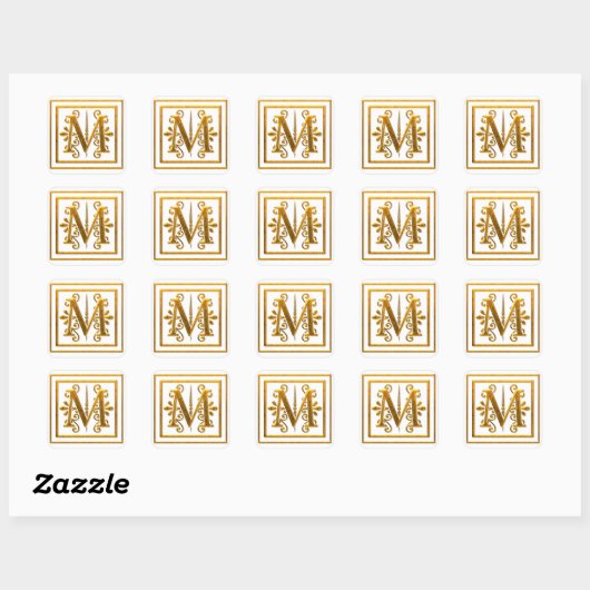 Monogram Golden M Elegant Stickers (Blatt)