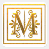 Monogram Golden M Elegant Stickers (Vorderseite)