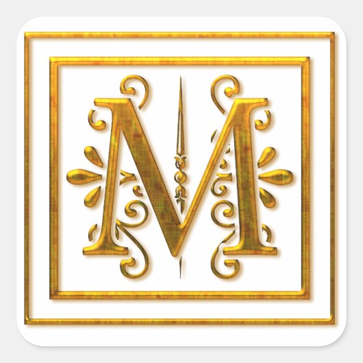 Monogram Golden M Elegant Stickers (Vorderseite)