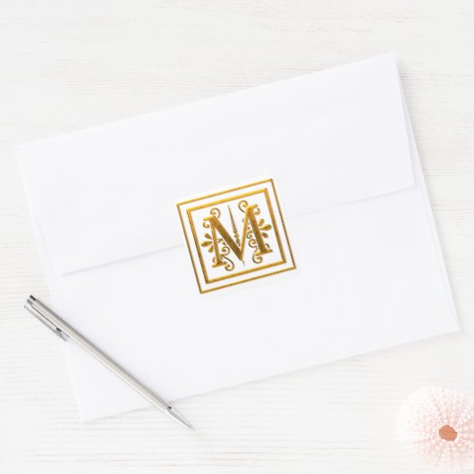 Monogram Golden M Elegant Stickers (Umschlag)