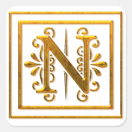 Monogram Golden N Elegant Stickers (Vorderseite)