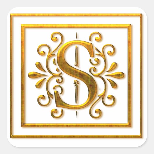Monogram Golden S Elegant Stickers (Vorderseite)