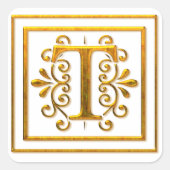 Monogram Golden T Elegant Stickers (Vorderseite)
