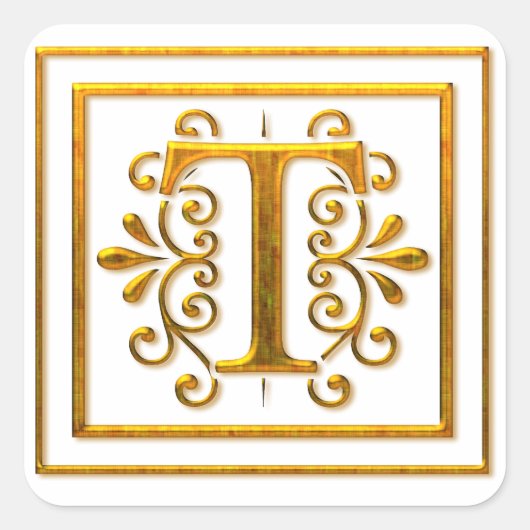 Monogram Golden T Elegant Stickers (Vorderseite)