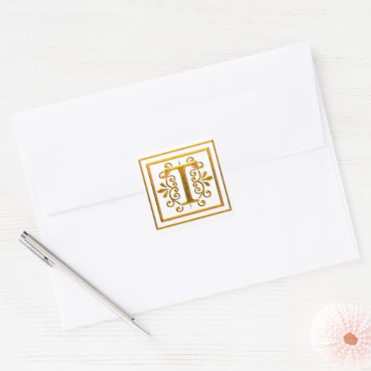 Monogram Golden T Elegant Stickers (Umschlag)