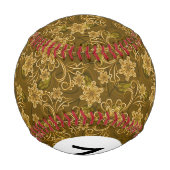 Monogram Golden vintage Blumenmuster Baseball (Rückseite)
