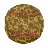 Monogram Golden vintage Blumenmuster Baseball (Vorderseite)