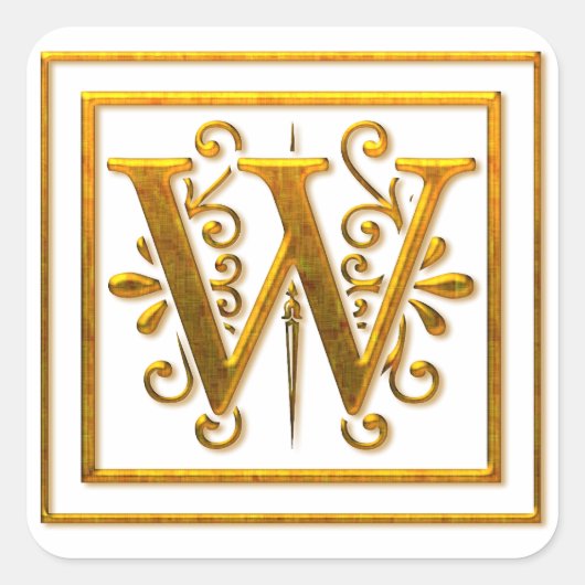 Monogram Golden W Elegant Stickers (Vorderseite)