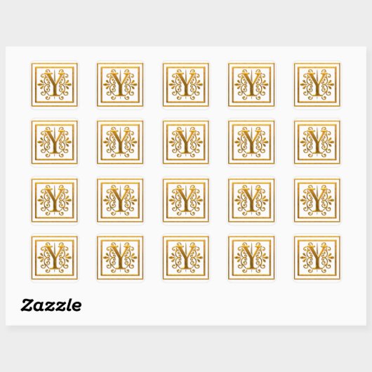 Monogram Golden Y Elegant Stickers (Blatt)