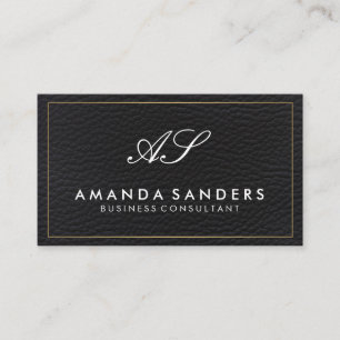 Monogram Goldrand Kunstleder Visitenkarte