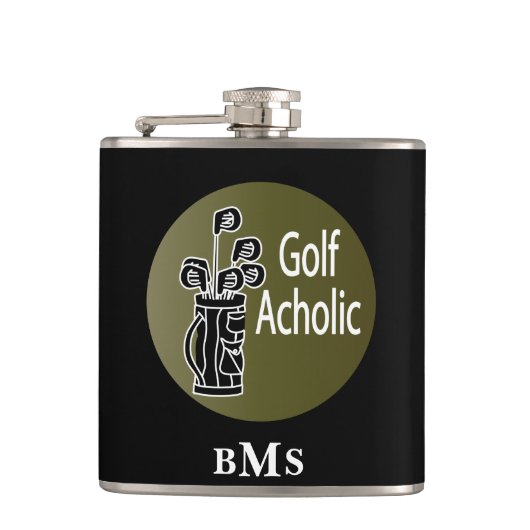 Monogram Golf Acholic Flachmann (Vorderseite)