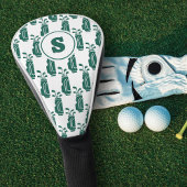 Monogram Golf Bag Pattern Modern Preppy Green Golf Headcover