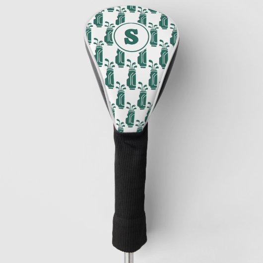 Monogram Golf Bag Pattern Modern Preppy Green Headcover (Vorderseite)