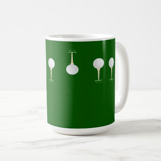 Monogram Golf Bälle Muster auf grün Kaffeetasse (VorderseiteRechts)