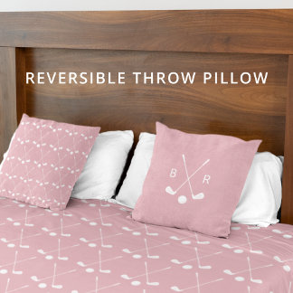 Monogram Golf Club Pattern Pink Reversible Modern Kissen