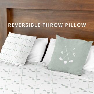 Monogram Golf Club Pattern Sage Reversible Modern Kissen