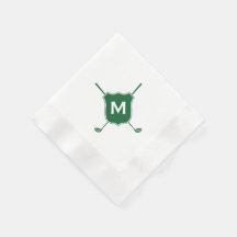 Monogram Golf Club Wappen Diagonal Green Napkins