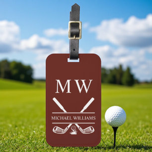 Monogram Golf Clubs Burgundy Personalisiert Gepäckanhänger