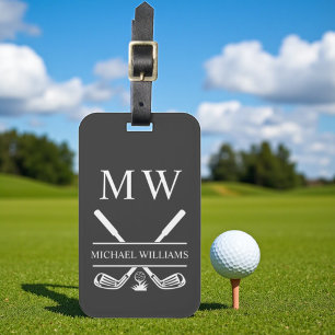 Monogram Golf Clubs Graues Personalisiertes Gepäck Gepäckanhänger
