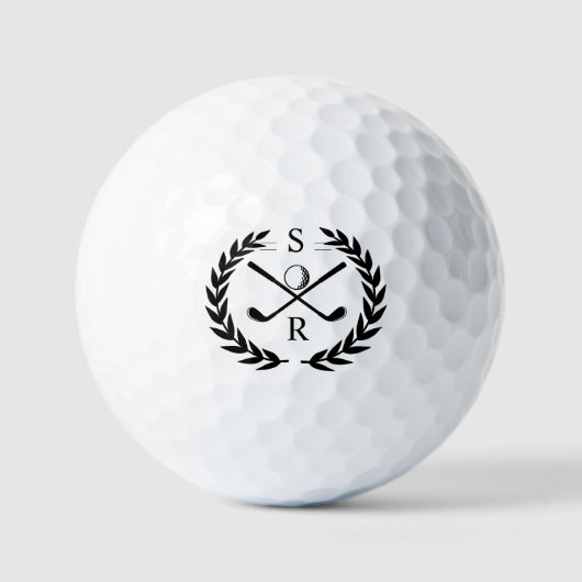 Monogram Golf Player Laurel Wreath Clubs Ball (Vorderseite)