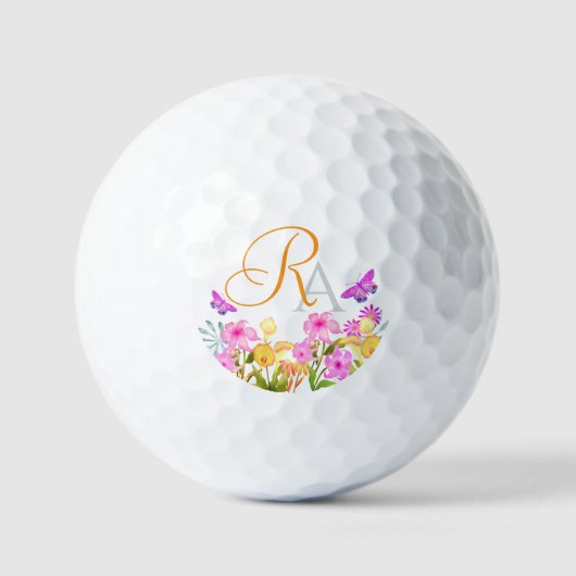 Monogram-Golfbälle im Blumengarten Golfball (Vorderseite)
