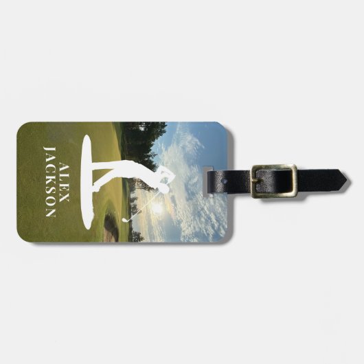 Monogram Golfer hinzufügen Gepäckanhänger (Vorderseite horizontal)