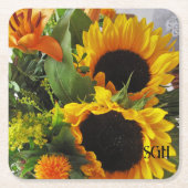 Monogram Gorgeous Sonnenblumen drucken Rechteckiger Pappuntersetzer (Vorderseite)