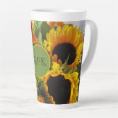 Monogram Gorgeous Sunflowers Print 17oz Milchtasse (Rechte Ecke)