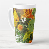 Monogram Gorgeous Sunflowers Print 17oz Milchtasse (Linke Ecke)