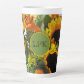 Monogram Gorgeous Sunflowers Print 17oz Milchtasse (Vorderseite)