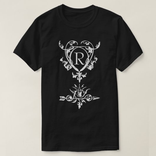 Monogram Gothic Heart and Arrow Motif T - Shirt (Design vorne)