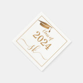 Monogram Graduation Cap Gold Script Class of 2024 Serviette (Ecke)
