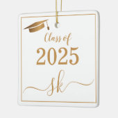 Monogram Graduation Cap Gold Script Class of 2025 Keramikornament (Links)