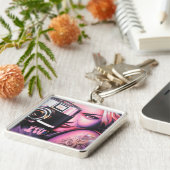 Monogram Grafitti Frau mit Kamera Schlüsselanhänger (Seite)