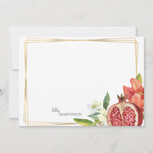 Monogram Granatapfel-Blattnote Dankeskarte