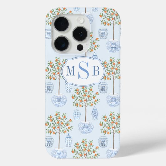 Monogram Grandmillenial Citrus Tree Ginger Jar Case-Mate iPhone Hülle (Rückseite)