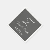 Monogram Granite Gray Simple Colorful Paper Napkin Serviette (Ecke)
